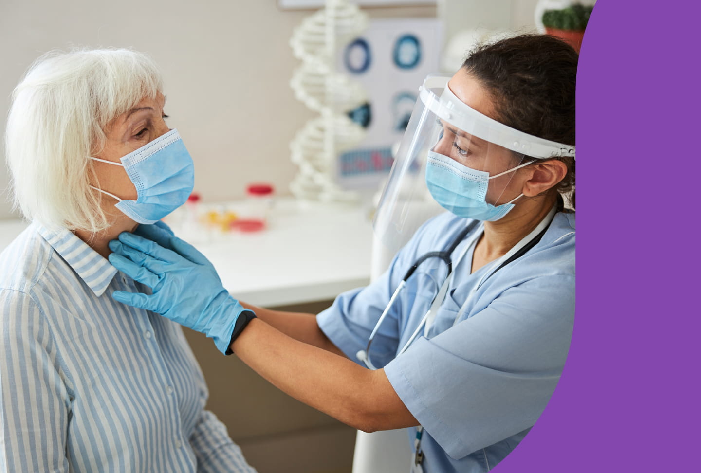 Provider checking patient's neck