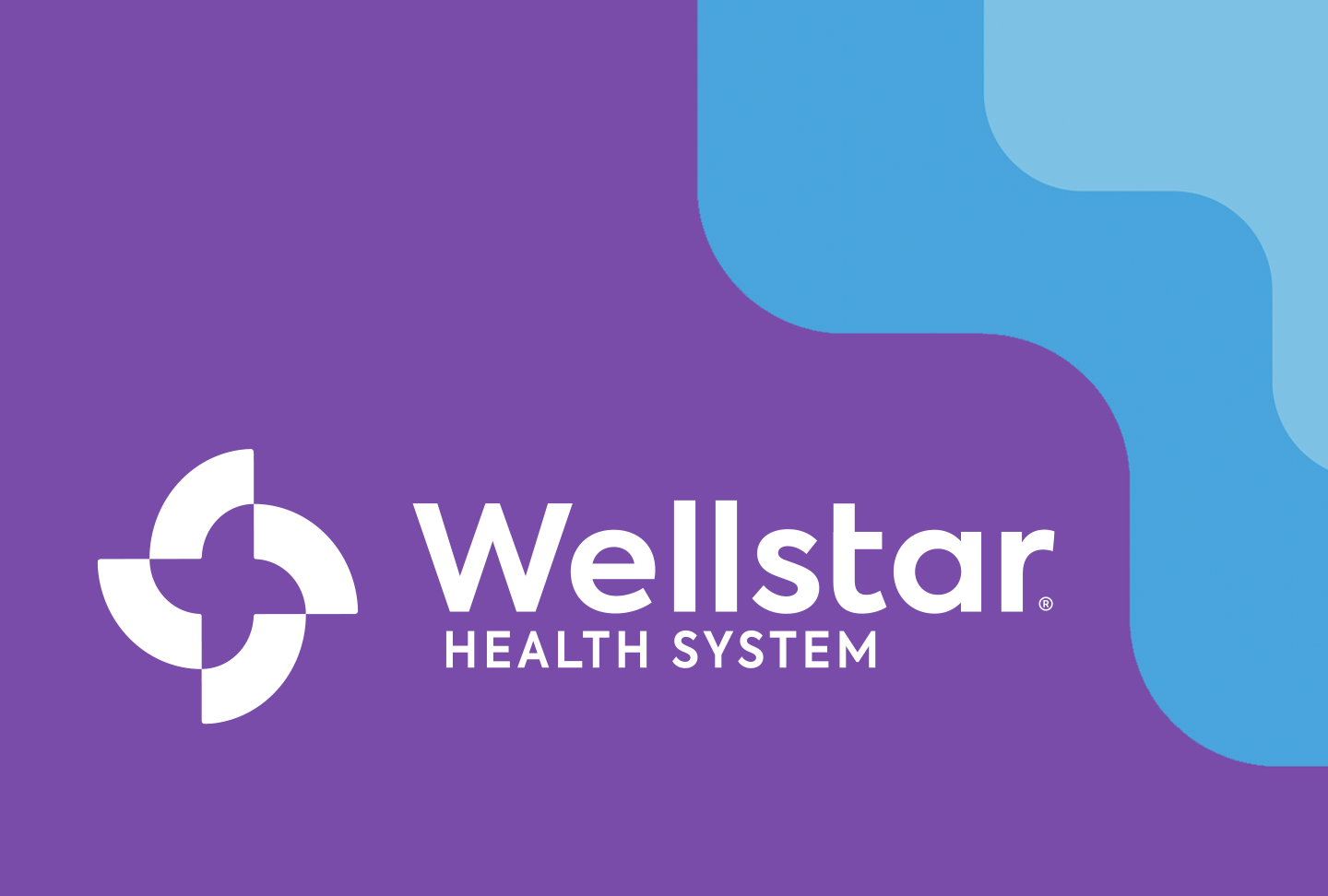 New Wellstar logo on purple background.